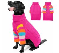 OUOBOB Pulls pour chiens de grande taille, pull d'hiver à col roulé extra large pour chiens mâles et femelles, pull de Noël épais et chaud, pulls pour chien doberman, berger allemand (rose, XXXL)