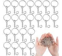 OUOQI 100 Pcs Anneau Porte Clé,Chaine Clef,Porte-Clés Anneaux Split,Porte Clef de 25 mm,Porte-Clés Avec Chaîne e Mini Saut Ouverts,pour Voiture,Maison et Loisirs Créatifs Bricolage (2)