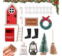 OUOQI 12 pièces Porte Lutin Farceur de Noel, Porte Magique Lutin Farceur Kit, Porte du Lutin de Noël, Kit Petit Lutin Noël, Lutin Farceur de Noel Accessoires, Kit de Porte du Lutin Décoration de Noël
