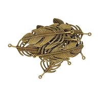 OUOULAJY 10x Collier Pendentif Plume Indiens Filigrane Antique 70mm Bronze