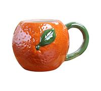 OUOULAJY Jolie tasse à café en céramique durable pour cadeau d'anniversaire, bureau, orange, 430-610 ml