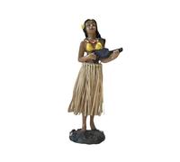 OUOULAJY Mini poupée danseuse hawaïenne avec guitare - 16 cm - Décoration d'intérieur - Noir