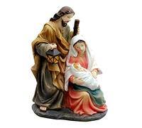 OUOULAJY Statue en résine Sainte Famille Bébé Jésus Christ Figurine religieuse Décoration 11 x 8 x 15,5 cm B