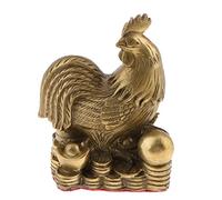 OUOULAJY Statuette chinoise en laiton pur - 12 animaux - Porte-bonheur - Coq
