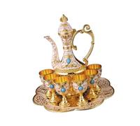 OUOULAJY Théière, plateau à thé, tasses en métal, verre à vin, ensemble pour fête, salon, mariage - Blanc