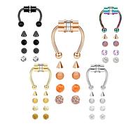 OUOULAJY Xiangbala Faux anneaux de nez magnétiques en forme de fer à cheval pour femme Argenté Shambhala Boule Shambhala, 1.2x8x3 mm, Polyester