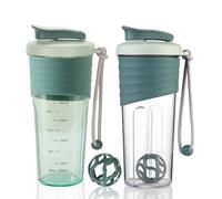 OUOUMUF Lot de 2 shakers protéinés avec boule mélangeuse Tritan pour shakes protéinés - Pour shakes protéinés super crémeux - 700 ml (Türkis und Bleu)