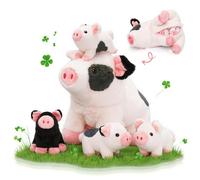 OUOZZZ Lot de 5 peluches cochon douces de 23 cm avec 4 bébés cochons dans le ventre - Décoration pour fête d'anniversaire pour enfants