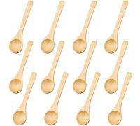 oupados Lot de 12 petites cuillères en bois pour miel, cuillère à café en bois pour épices, condiments, café, thé, sucre, sel, confiture, dessert, crème glacée, 13 x 3 cm