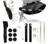 OUPADOS Sac de selle de vélo étanche réfléchissant avec kit d'outils, mini pompe à pneu, patch de pneu sans colle, levier de pneu, clé à molette, kit de réparation pour VTT, vélo de route et VTT