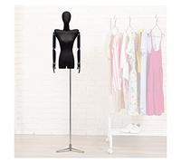 OUPAIAI Buste de Femme Mannequin Couture, Conception l'épaule déformée Hauteur réglable 72,8-94,4 Pouces Torse du Mannequin Tailleur avec tête Lin Amovible(Silver,B)