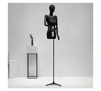 OUPAIAI Buste de Femme Mannequin Couture, Conception l'épaule déformée Hauteur réglable Coudre Le Torse avec tête Lin Amovible pour l'affichage Bijoux vêtements(Black,B)
