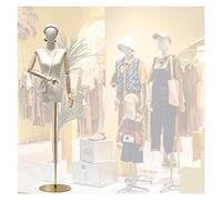 OUPAIAI Buste de Femme Mannequin Couture, Coudre Le Torse avec Tête Amovible et Main en Bois, Hauteur Réglable Tailleur Vêtements Bijoux(Gold,B)