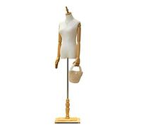 OUPAIAI Buste de Femme Mannequin Couture, Hauteur Réglable 120cm-182cm Corps du avec Bras en Bois Amovible pour La Présentation Vêtements(Natural,C)