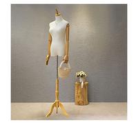 OUPAIAI Buste de Femme Mannequin Couture, Hauteur Réglable 120cm - 182cm Corps du avec Bras en Bois Amovible pour La Présentation Vêtements(Natural,B)