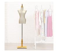 OUPAIAI Buste de Femme Mannequin Couture, Hauteur Réglable 120cm - 182cm Exposition Torse du Tailleur avec Base en Bois Bijoux Vêtements(Natural,C)