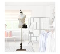 OUPAIAI Buste de Femme Mannequin Couture, Hauteur Réglable 120cm - 182cm Exposition Torse du Tailleur avec Base en Bois Bijoux Vêtements(Brown,C)
