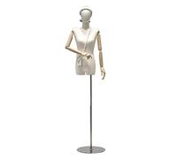 OUPAIAI Buste de Femme Mannequin Couture, Le Corps du avec Tête Amovible et Main en Bois Tailleur Une Exposition Vêtements Bijoux(Silver,B)