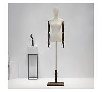 OUPAIAI Buste de Femme Mannequin Couture, Torse du Mannequin Tailleur avec Support en Bois pour l'affichage Bijoux vêtements, Réglable 47,2 à 82,6 Pouces(Brown,B)