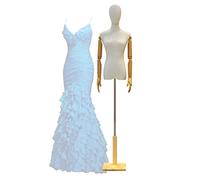 OUPAIAI Buste de Femme Mannequin Couture, Torse du Tailleur Support en Bois Réglable Hauteur, pour L'affichage Bijoux Vêtements(Natural,B)