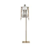 OUPAIAI Femme Mannequin De Couture Torse, Réglable en Hauteur 52"- 76" avec des Bras Bois, Féminin pour Affichage Bijoux Costumes(D)