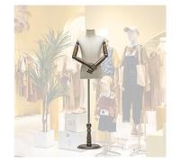 OUPAIAI Torse Mannequin Enfant Mannequin De Couture avec Base Ronde en Bois, Formes Vestimentaires Enfant Mannequins Buste avec Support Réglable pour Vitrine Affichage(B,135#)