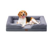 OUPEIWAWA Lit orthopédique pour chiens de taille moyenne et grande 109 x 84 x 21 cm, éponge haute densité à rebond élevé, lavable avec housse amovible, confortable, antidérapant, imperméable, gris
