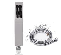 Oupukle Pommeau de Douche avec Tuyau, Pommeau Douche + 1,5 M Tuyau de Douche Flexible, Haute Pression Douchette Pommeau Economiseur d'eau, Douchette Pommeau Acier Inoxydable, 1 Modes (Carré)