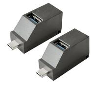 OUQYLG Lot de 2 répartiteurs de port USB C, concentrateur USB C à 3 ports, mini concentrateur USB de type C, répartiteur haute vitesse, adaptateur USB C portable pour PC, ordinateur portable, noir
