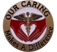 Our Caring Makes A Difference Broche de sensibilisation aux soins infirmière Médecin Broche Caducée Vintage pour décoration de vêtements Doré