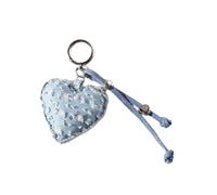 our fave Bagues élégantes en tissu denim en forme de cœur, parfaites pour les accessoires, cadeau tendance, décoration de porte-clés en denim tendance, D, taille unique