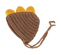 our fave Bonnet tricoté avec sangle à nouer pour animal domestique, café | Accessoire de texture en forme de bonnet pour vêtements par temps froid, listé 25 x 18 cm, article individuel