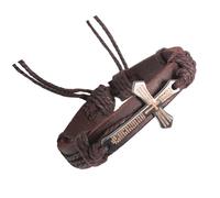 our fave Bracelet en cuir avec croix pour prière, méditation, bracelet catholique élégant, 17.5*2.2cm, Métal, Pas de gemme