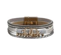our fave Bracelet tendance en cuir tressé multicouche réglable pour femme, One Size, Comme décrit