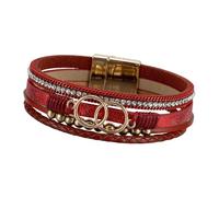 our fave Bracelet tendance en cuir tressé multicouche réglable pour femme, One Size, Comme décrit