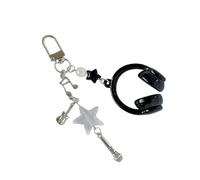 our fave Breloque musicale créative pour écouteurs, cordon de téléphone à paillettes pour porte-clés, cadeau moderne pour les bien-aimés, porte-clés à thème esthétique, Noir , taille unique
