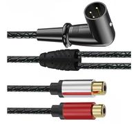 our fave Câble répartiteur 3 broches femelle vers 2RCA Y coudé 2 m | Cordon de raccordement asymétrique, équipement pour microphone, microphone à condensateur, robuste, utilisation en studio