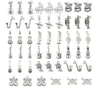 our fave Lot de 51 pendentifs en forme d'instrument de musique rétro avec pendentif violon fait à la main pour les amateurs de musique, 13-30mm, Alliage, Pas de gemme