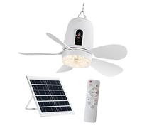 our fave Solars Ventilateur de plafond avec lumière LED avec panneau solaire et télécommandes, ventilateur portable de 41,5 cm, pour camping avec panneau