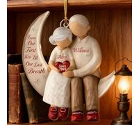 Our First Christmas Ornament 2025 - Décoration personnalisée à suspendre pour couple de vieux couples, From Our First Kiss Till Our Last Breath, cadeau de Noël amusant pour lui et elle, parent