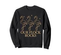 Our Flock Rocks Chic Outline Flamingo Design Minimal Black Sweatshirt