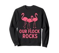 Our Flock Rocks Pink Flamingo Funny Matching Family Group Sweatshirt