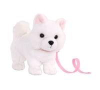 Our Generation American Eskimo Chiot 15 cm | BD35255 | Animal en peluche avec jambes mobiles et accessoires | Collier et laisse inclus