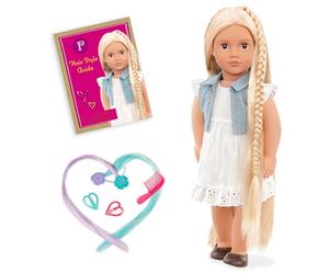 Our Generation - BD31055C1Z - Poupée Cheveux - Phoebe | Comprend 11 pièces au total : peigne, 2 rallonges, 2 barrettes cœur en métal et livret de coiffures, Phoebe, 3 ans et +