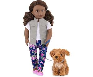 Our Generation - BD31202C1Z - Poupée avec Chien - Malia | Comprend Malia, un caniche, une tenue, des chaussures, une laisse, un collier avec médaille et des accessoires, 3 ans et +