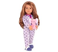 Our Generation - Maria - Poupée de 46 cm - Yeux bruns et cheveux bruns - Ensemble pyjama Onesie - Animal en peluche éléphant - 3 ans et +