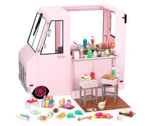 Our Generation - Camion à Glace Sweet Stop - Rose - Jeu de véhicules Roses - Accessoires pour poupées de 46 cm - Jouer à Faire Semblant - 3 Ans et +