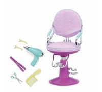 Our Generation Kit de Jeu de Chaise de Salon - Sèche-Cheveux et Accessoires de Coiffure - Poupées de 46 cm - Jeu de Fantaisie - Jouet pour Enfants à partir de 3 Ans - Chaise de Salon de Coiffure
