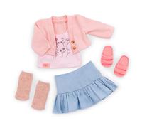 Our Generation - Charme campagnard, Tenue pour poupée de 46 cm | Haut à imprimé floral, pull rose, jupe bleue, chaussettes et sandales, Ensemble pull-over rose, Tenue complète, 5 ans et +
