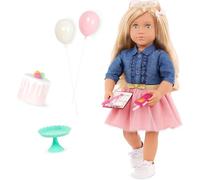 Our Generation - Poupée articulée de 45,7 cm - Cheveux blonds et Yeux Verts - Gâteau d'anniversaire et Accessoires de fête - Jeu de Simulation - Jouets pour Enfants à partir de 3 Ans - Emily
